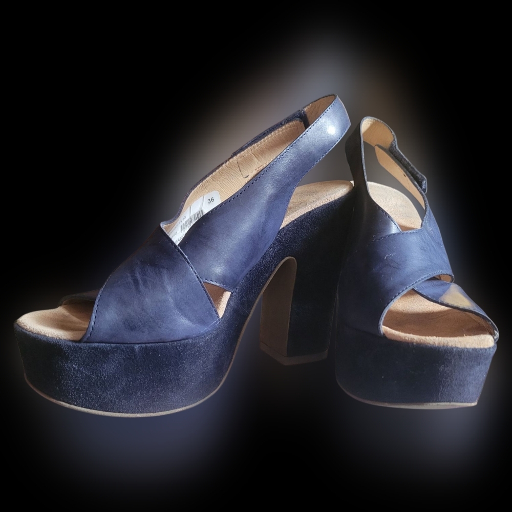 Prada Blue Platform Sandals with Chunky Heel